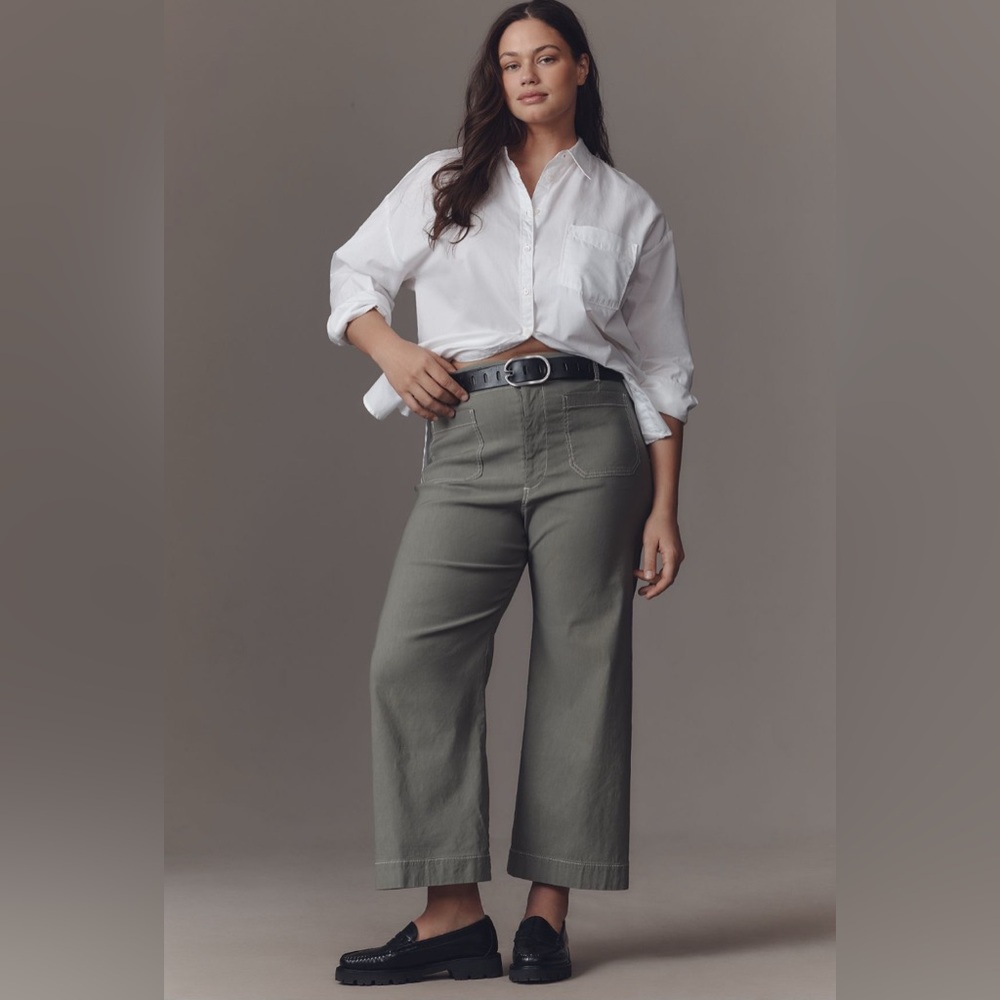 Anthropologie Maeve Colette Cropped Wide Leg Trousers